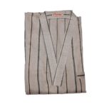 Msl029 Men Moroccan Short Sleeve V Neck Stripe Beige Thobe Jubba Kandora Dishdasha