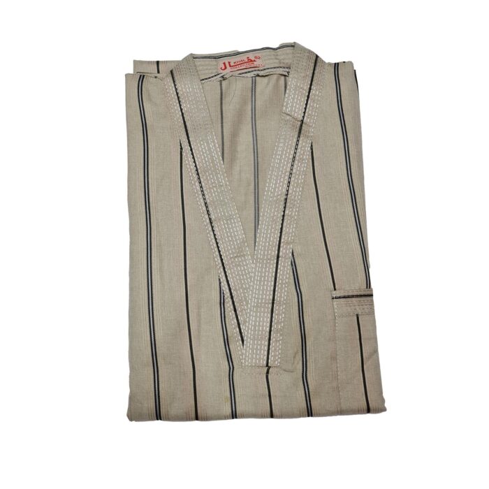 Msl035 Moroccan Beige V Neck Polyester Short Sleeves Thobe Jubba Kandora035