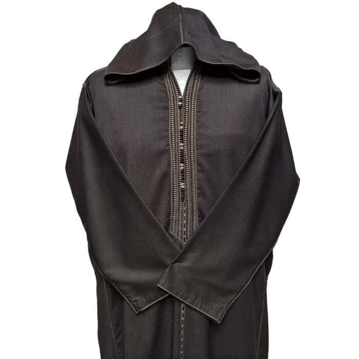 Msl1pc 004 High Quality Brown Moroccan Hooded Cotton Blend Thobe Jubba Djellaba (7)