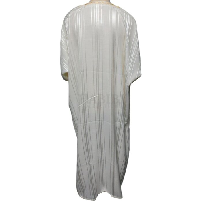 Mslvlika 001 Men's Moroccan 3 Quarter Sleeve Off White Striped Jubba Thobe 001lk (1)