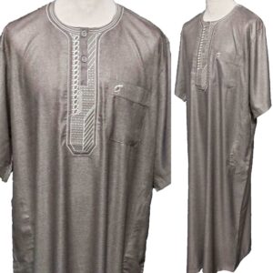 Moroccan Dark Grey/Beige Short Sleeve Thobe