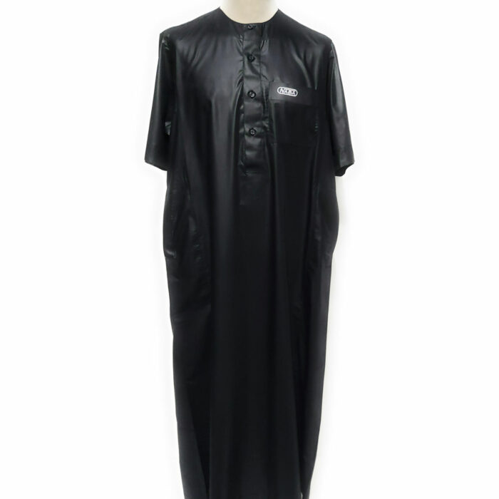 Moroccan Shiny Hood Short Sleeve Black Thobe