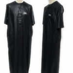 Moroccan Shiny Hood Short Sleeve Black Thobe