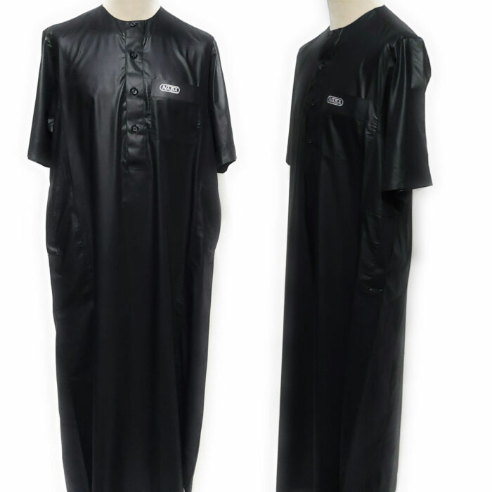 Moroccan Shiny Hood Short Sleeve Black Thobe