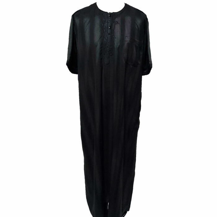 Moroccan Short Sleeve Black Thobe by Idrees