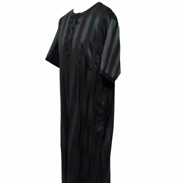 Moroccan Short Sleeve Black Thobe by Idrees