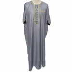 Moroccan Short Sleeve Poly-Cotton Grey Thobe