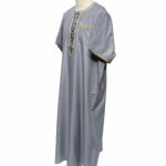 Moroccan Short Sleeve Poly-Cotton Grey Thobe
