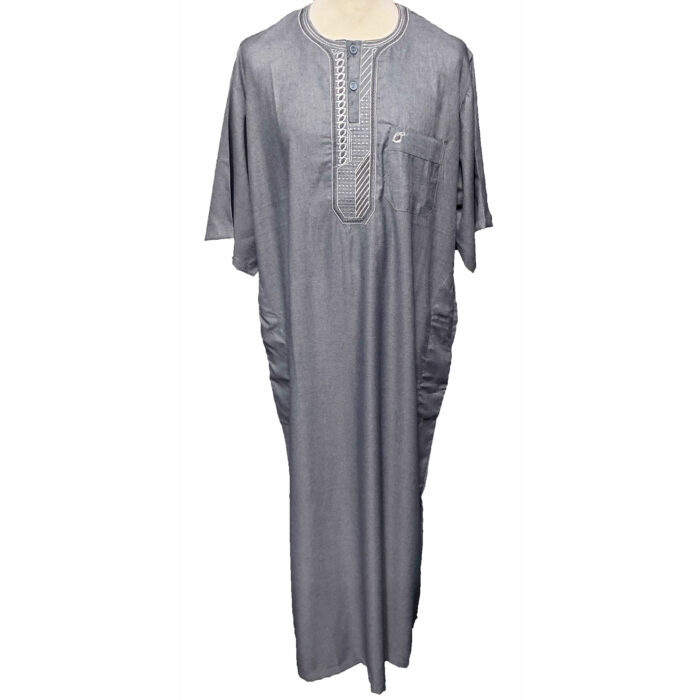 Moroccan Short Sleeve Grey Thobe