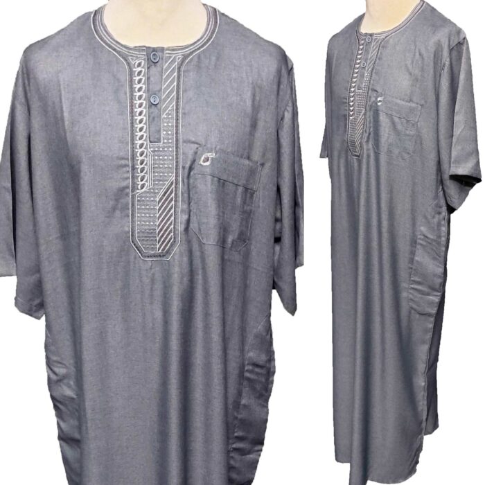 Moroccan Short Sleeve Grey Thobe