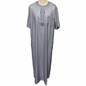 Moroccan Short Sleeve Poly-Cotton Grey Thobe