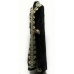 Moroccan Dark Purple Thick Velvet Long Maxi Dress Embroidered Abaya Robe Luxury Kaftan Jilbab