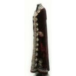 Moroccan Thick Velvet Maroon Long Maxi Dress Embroidered Abaya Robe Luxury Kaftan Jilbab