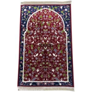 Maroon Navy Multicoloured Rawda Islamic Floral Prayer Mat Janamaz Musalla (1)