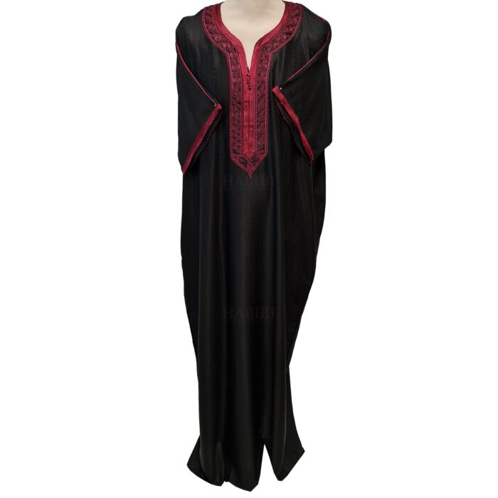 Men Moroccan Black Short Sleeves Thobe Jubba Kandora Dishdasha (26)