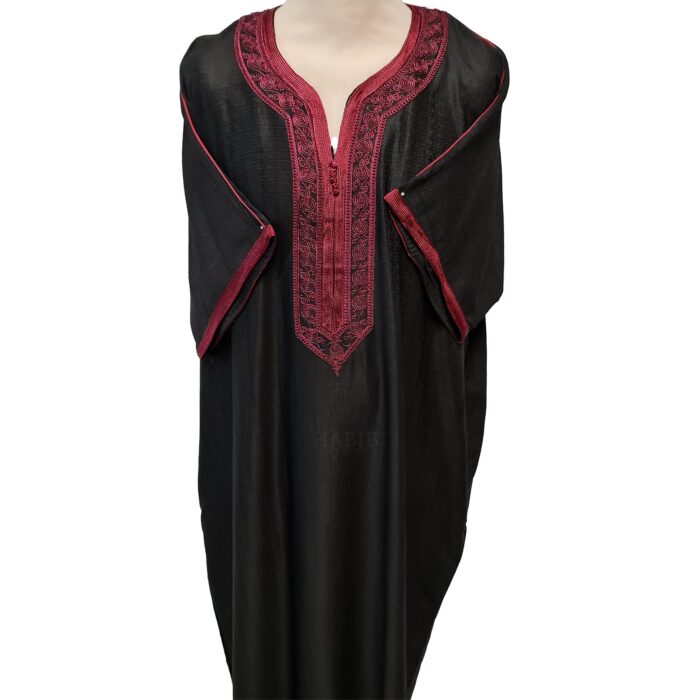 Men Moroccan Black Short Sleeves Thobe Jubba Kandora Dishdasha (27)
