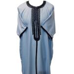 Men Moroccan Blue Short Sleeves Thobe Jubba Kandora Dishdasha (18)
