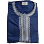 Men Moroccan Blue Short Sleeves Thobe Jubba Kandora Dishdasha (8)