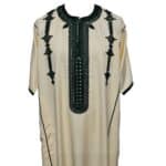 Men Moroccan Cotton Blend Cream Short Sleeves Thobe Jubba Kandora Dishdasha (10)
