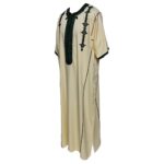 Men Moroccan Cotton Blend Cream Short Sleeves Thobe Jubba Kandora Dishdasha (12)