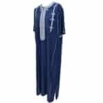Men Moroccan Cotton Blend Navy Blue Short Sleeves Thobe Jubba Kandora Dishdasha (5)