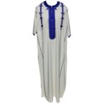 Men Moroccan Cotton Blend Off White Cream Short Sleeves Thobe Jubba Kandora Dishdasha (14)