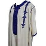 Men Moroccan Cotton Blend Off White Cream Short Sleeves Thobe Jubba Kandora Dishdasha (16)