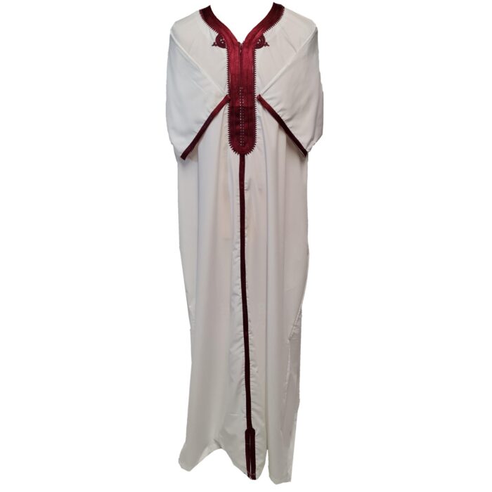 Men Moroccan Cream Short Sleeves Thobe Jubba Kandora Dishdasha (17)