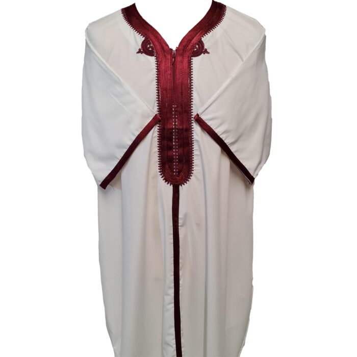 Men Moroccan Cream Short Sleeves Thobe Jubba Kandora Dishdasha (18)