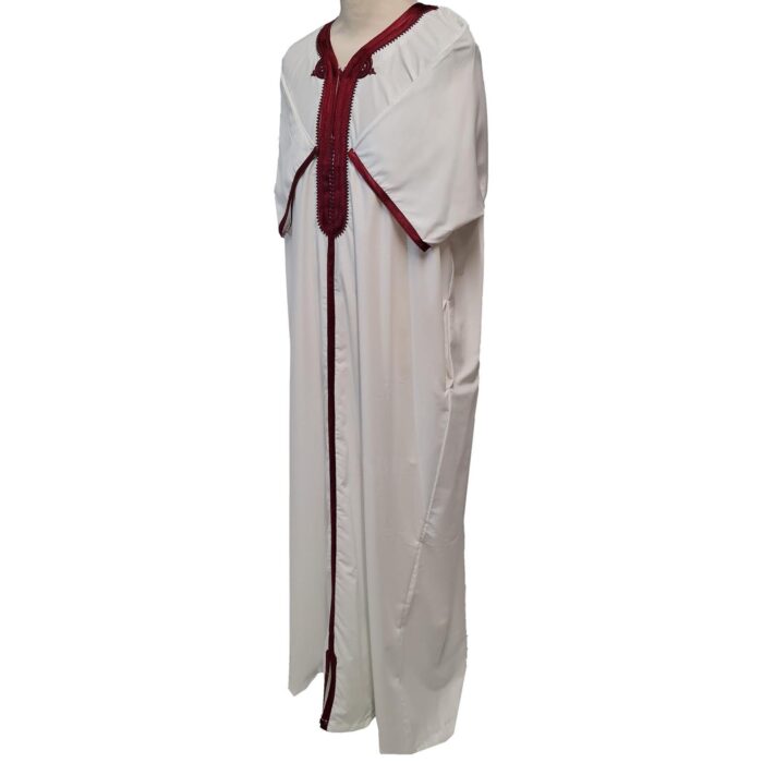 Men Moroccan Cream Short Sleeves Thobe Jubba Kandora Dishdasha (19)