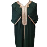 Men Moroccan Dark Green Short Sleeves Thobe Jubba Kandora Dishdasha (3)