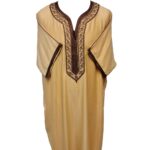 Men Moroccan Light Gold Short Sleeves Thobe Jubba Kandora Dishdasha (24)