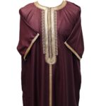 Men Moroccan Maroon Short Sleeves Thobe Jubba Kandora Dishdasha (2)