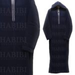 Men Moroccan Wool Long Sleeve Thobe Navy Blue By Habibi Collections Img2