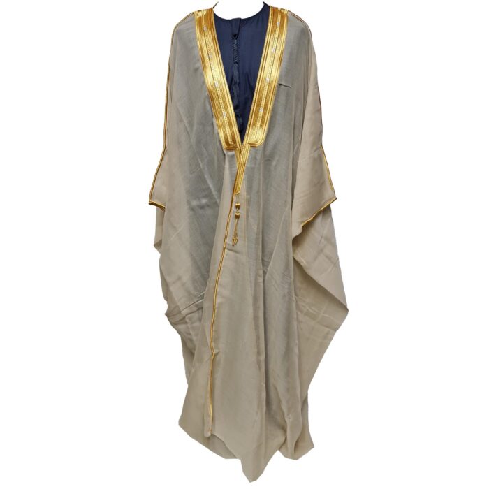 Men's Arabian Bisht Cloak Arab Dress Thobe Islam Robe Eid Jacket Wedding (8)