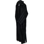Men's Black Striped Moroccan Long Sleeve Hooded Cotton Blend Thobe Jubba Djellaba (1)
