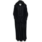Men's Black Striped Moroccan Long Sleeve Hooded Cotton Blend Thobe Jubba Djellaba (2)