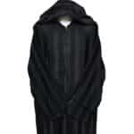 Men's Black Striped Moroccan Long Sleeve Hooded Cotton Blend Thobe Jubba Djellaba (3)