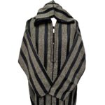 Men’s Black Striped Moroccan Long Sleeve Hooded Cotton Thobe Jubba Djellaba (4)