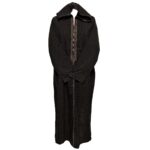 Men's Brown Striped Moroccan Long Sleeve Hooded Thick Cotton Blend Thobe Jubba Djellaba (2)