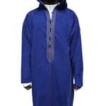 Men’s Cashmere Wool Blend Thick Royal Blue Moroccan Hooded Thobe Jubba Djellaba Adltsaed 0036 (3)