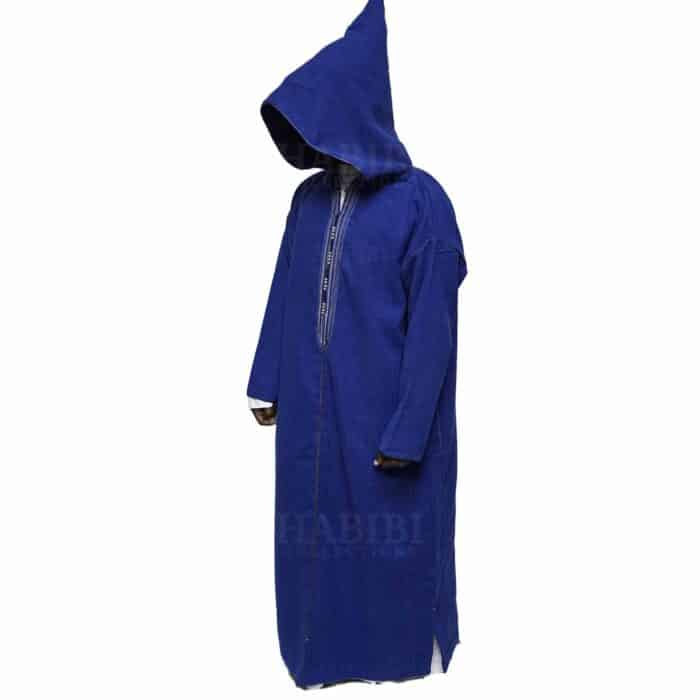 Men’s Cashmere Wool Blend Thick Royal Blue Moroccan Hooded Thobe Jubba Djellaba Adltsaed 0036 (4)