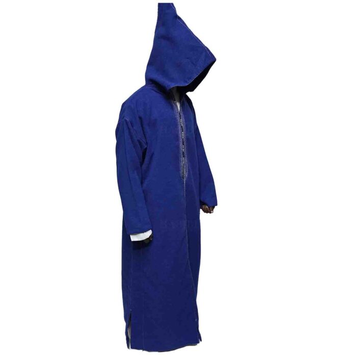 Men’s Cashmere Wool Blend Thick Royal Blue Moroccan Hooded Thobe Jubba Djellaba Adltsaed 0036 (5)