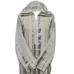 Men's Moroccan Grey Cream Long Sleeve Hooded Cotton Blend Thobe Jubba Djellaba (3)