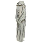 Men's Moroccan Grey Cream Long Sleeve Hooded Cotton Blend Thobe Jubba Djellaba (4)