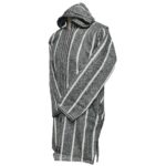 Men's Moroccan Hooded Wool Winter Baja Jerga Jacket Grey White Striped (3)