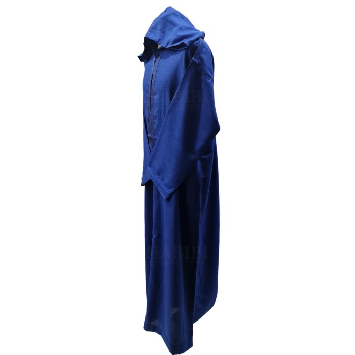 Men's Moroccan Rich Soft Cotton Blue Hooded Thobe Jubba Djellaba (1)