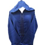 Men's Moroccan Rich Soft Cotton Blue Hooded Thobe Jubba Djellaba (3)