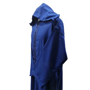 Men's Moroccan Rich Soft Cotton Blue Hooded Thobe Jubba Djellaba (4)