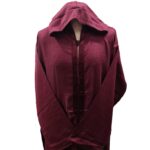 Men's Moroccan Rich Soft Cotton Burgundy Hooded Thobe Jubba Djellaba (1)